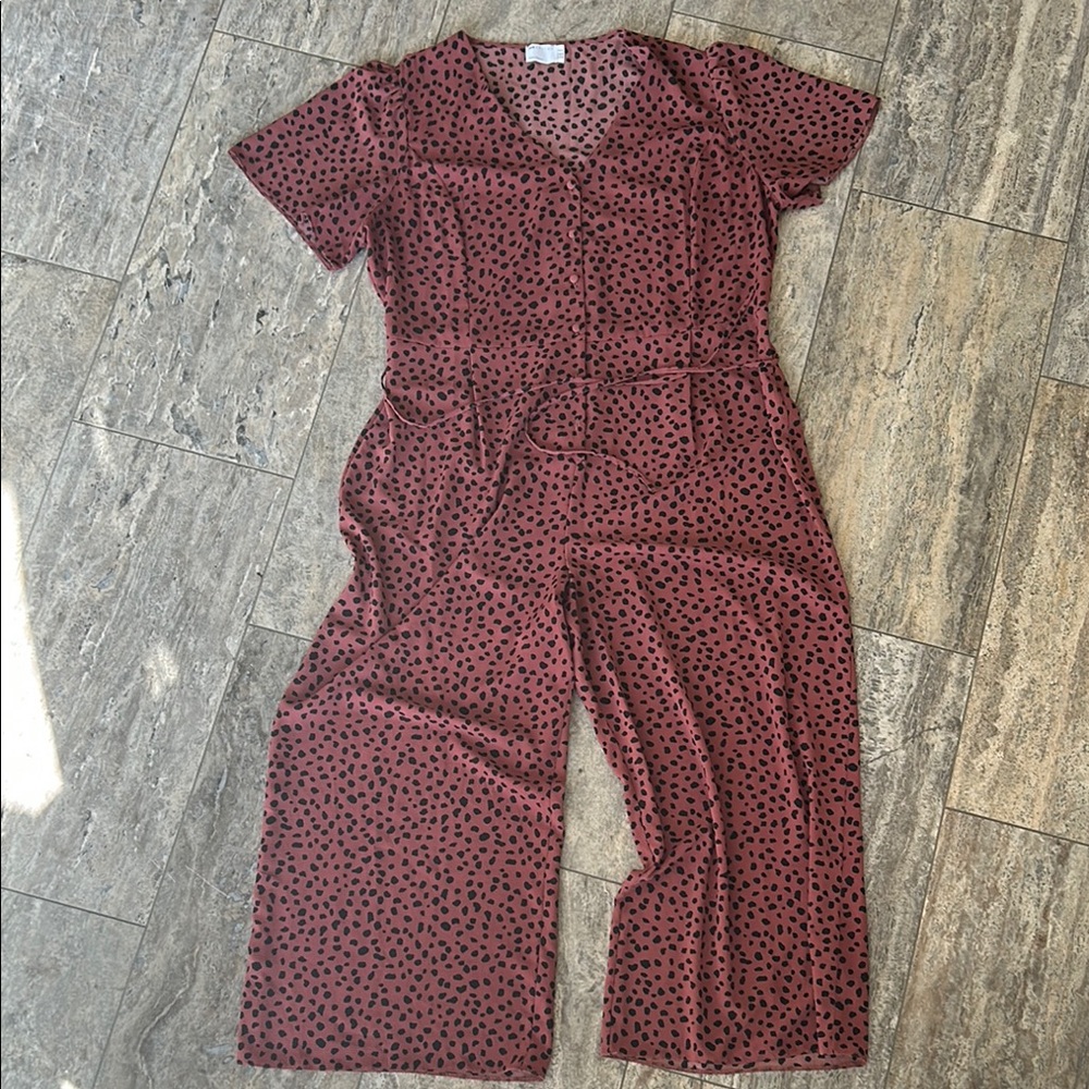 ASOS Curve Polka Dot Jumpsuit with Short Sleeves